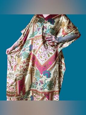 80s Vintage Sante Classics Boho Retro Paisley Caftan Festival Loungewear
